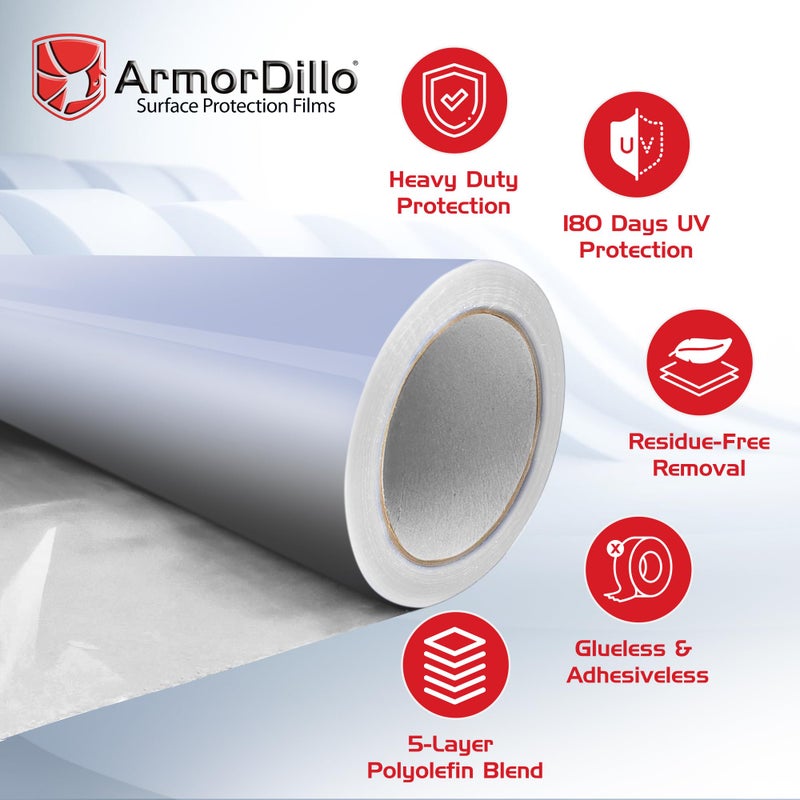 ArmorDillo Adhesive-Less Glue-Less Car Protection Film and Transport Film. Guaranteed NO Residue. 6 mos. UVI, 5-Layer Polyolefin Blend (36" x 200') - Image 2